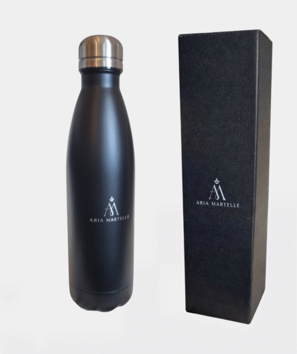 Czarna butelka ze stali nierdzewnej z logo Aria Martelle 535ml