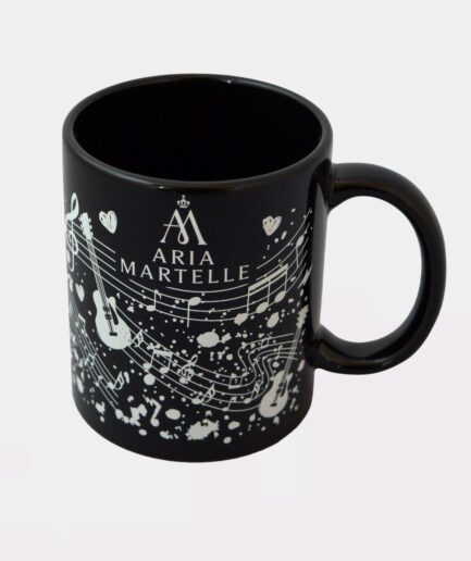 Czarny kubek "Rockowy" 320ml z białym wzorem Aria Martelle